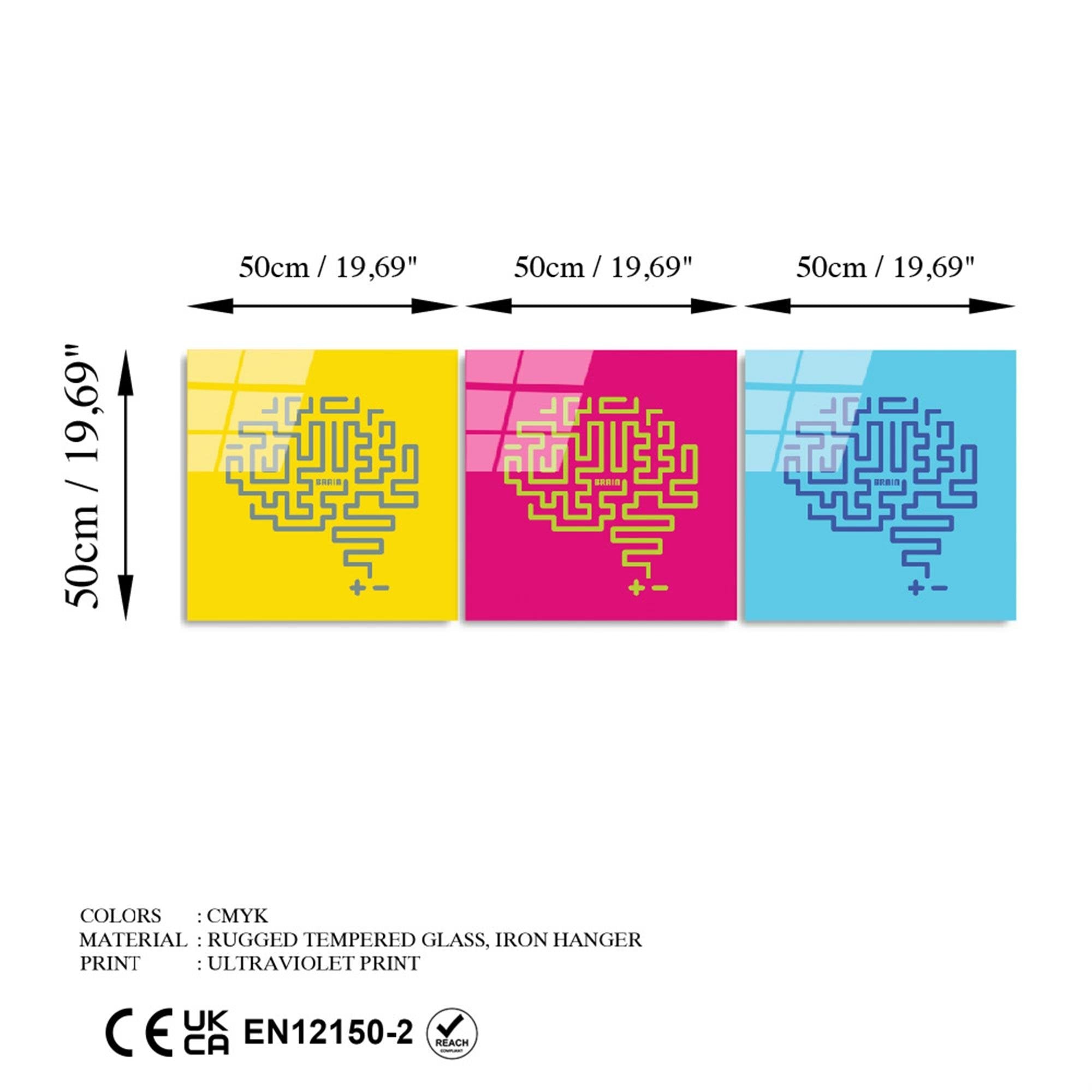 UV-851 Baskılı Cam 3'lü Set Duvar Tablosu | ByLamp