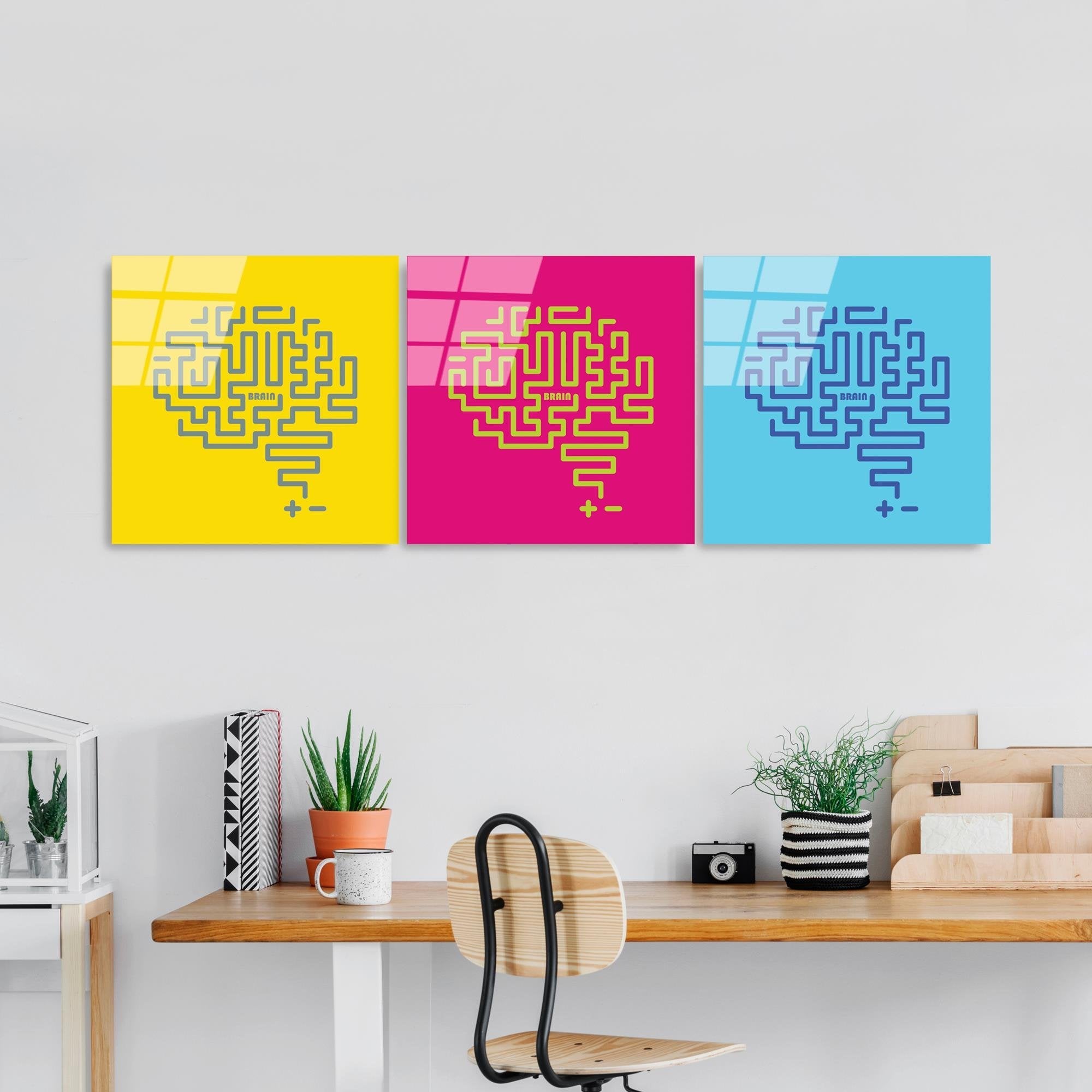 UV-851 Baskılı Cam 3'lü Set Duvar Tablosu | ByLamp