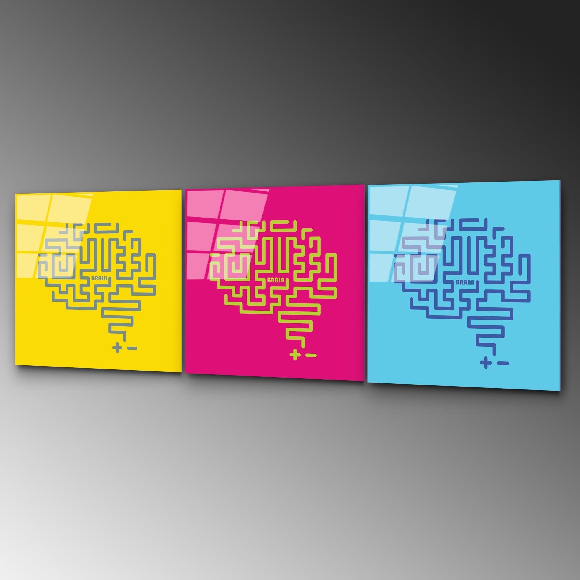 UV-851 Baskılı Cam 3'lü Set Duvar Tablosu | ByLamp