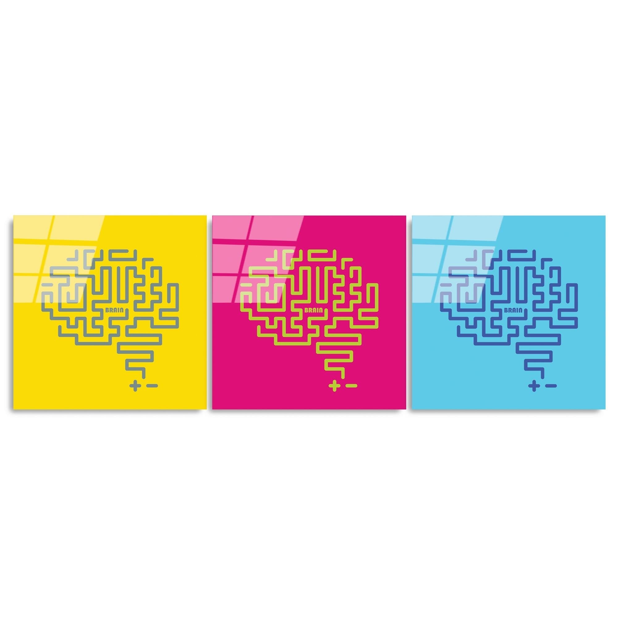 UV-851 Baskılı Cam 3'lü Set Duvar Tablosu | ByLamp