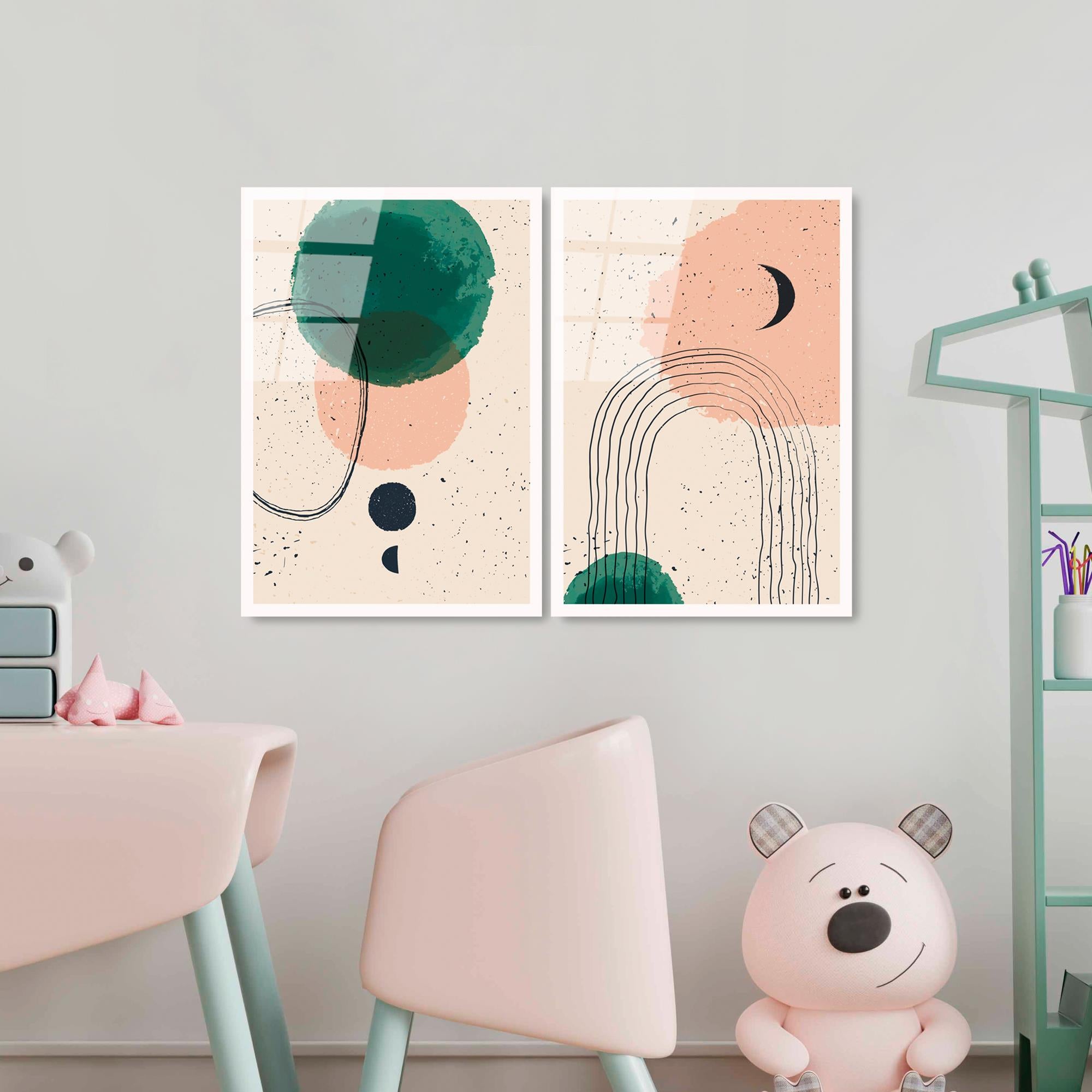 UV-951 Baskılı Cam 2'li Set Duvar Tablosu | ByLamp