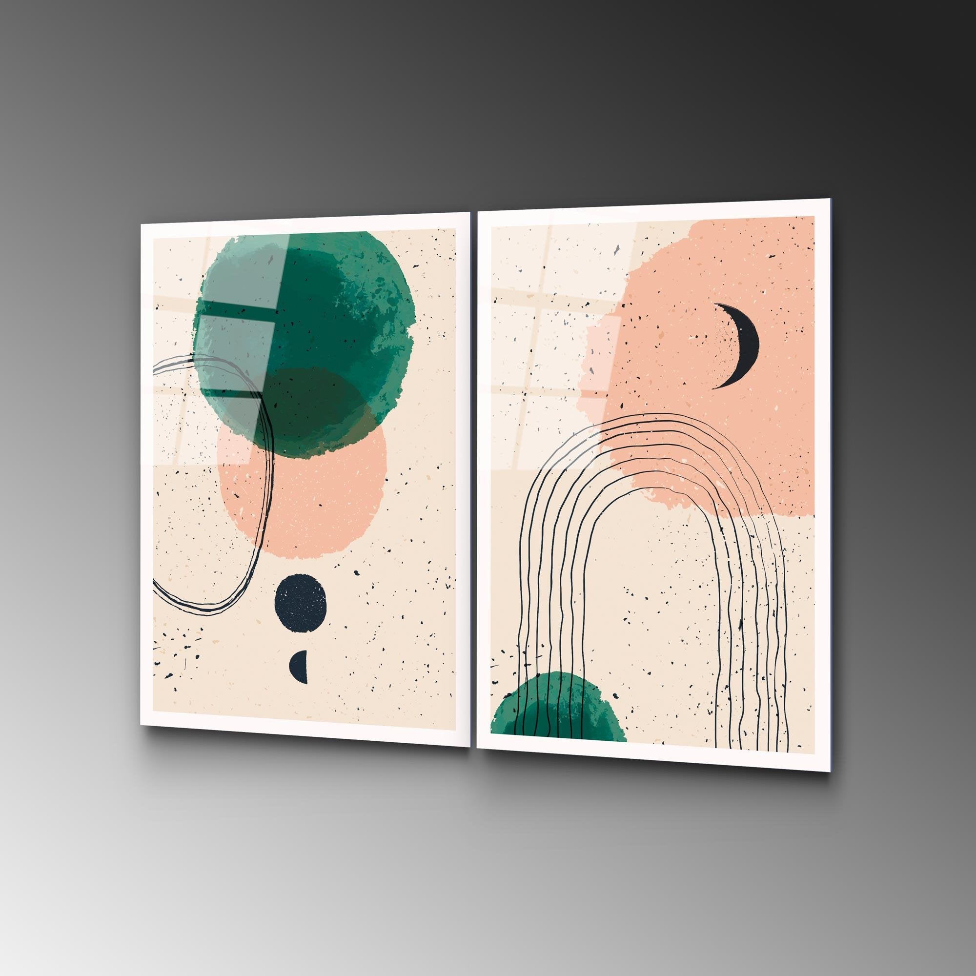 UV-951 Baskılı Cam 2'li Set Duvar Tablosu | ByLamp