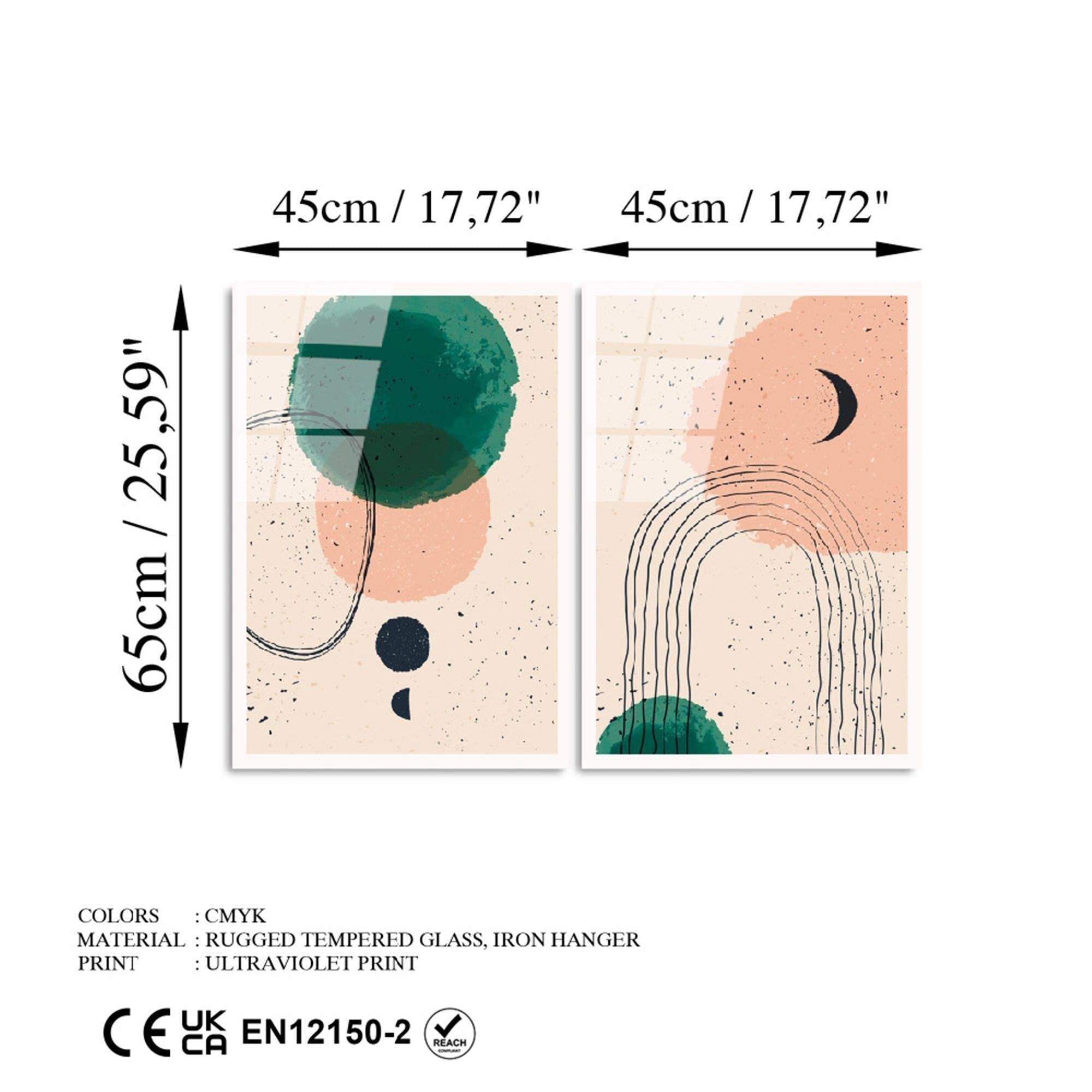 UV-951 Baskılı Cam 2'li Set Duvar Tablosu | ByLamp