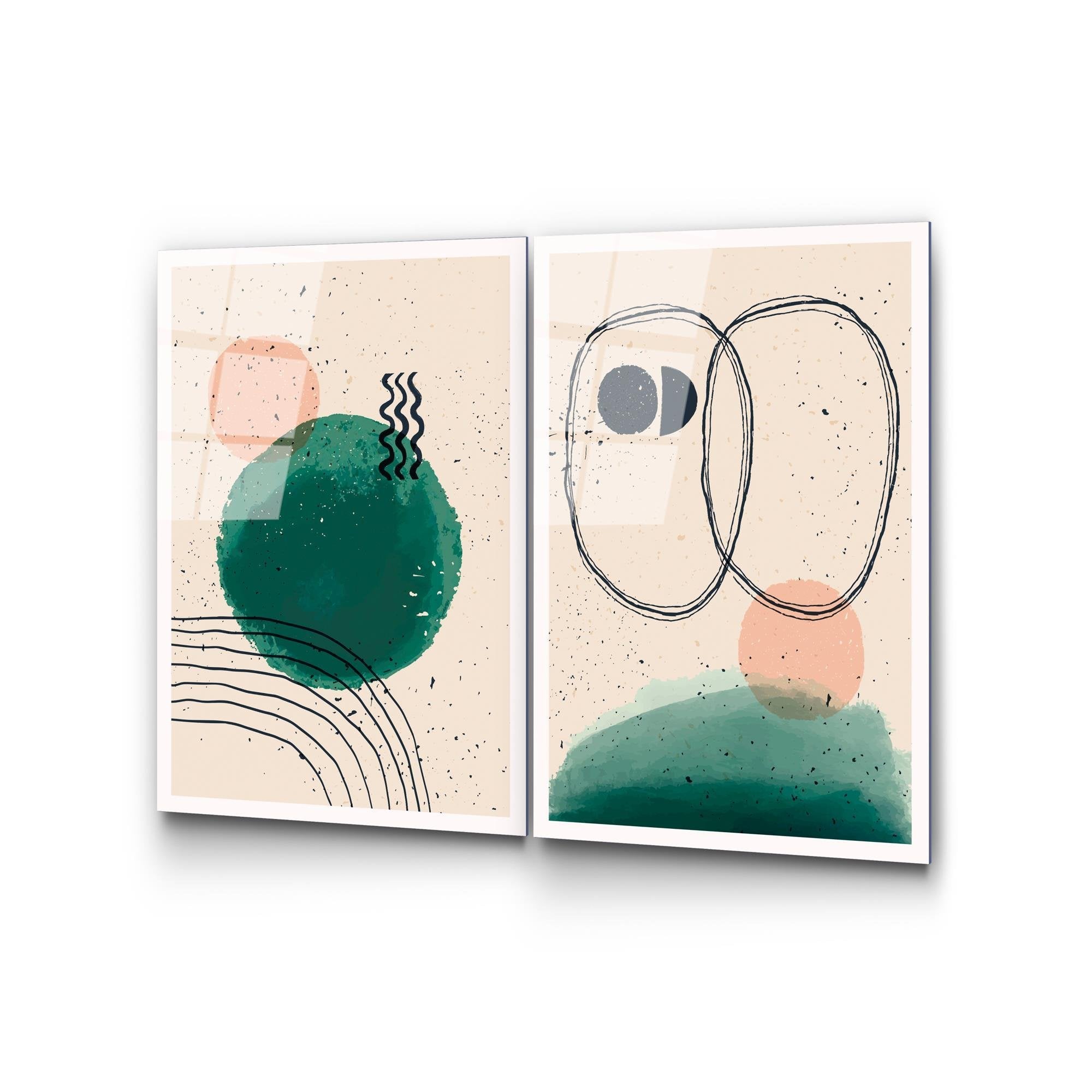 UV-952 Baskılı Cam 2'li Set Duvar Tablosu | ByLamp