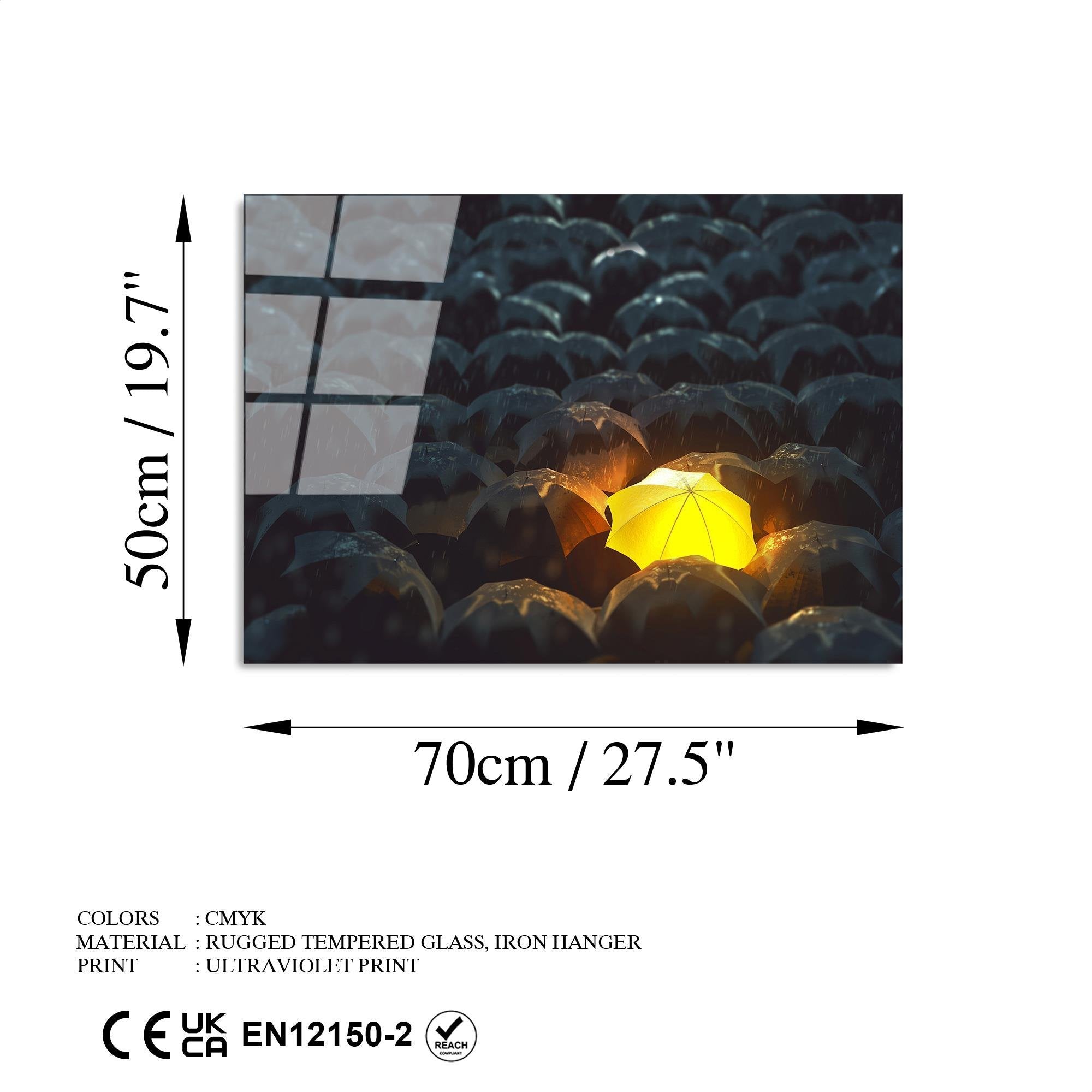 UV-377 Baskılı Cam Dikdörtgen Duvar Tablosu | ByLamp