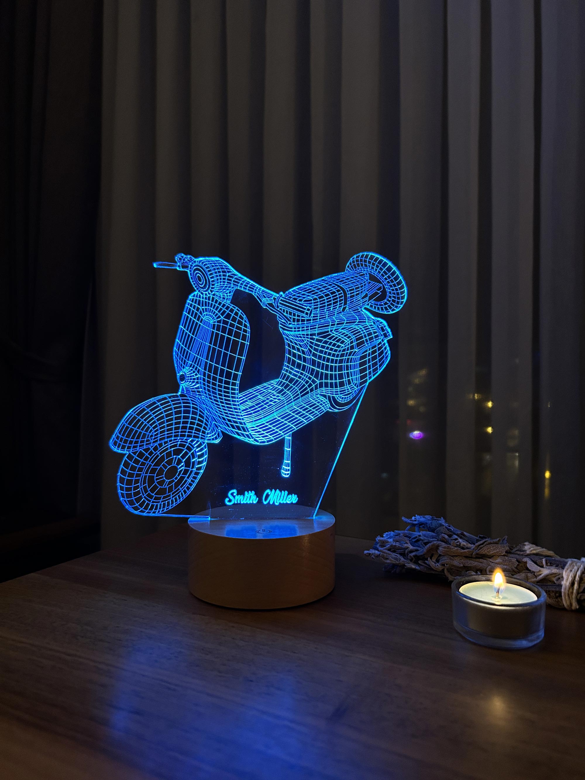 Vespa Figürlü Dekoratif Hediye Led Masa Lambası | BYLAMP