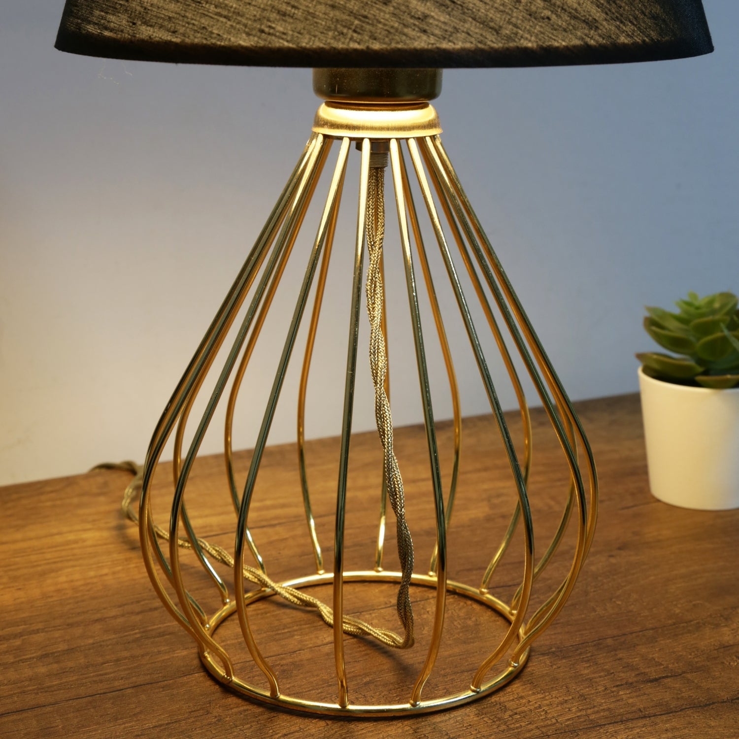 Vince Gold Body Black Shade Table Lamp | ByLamp