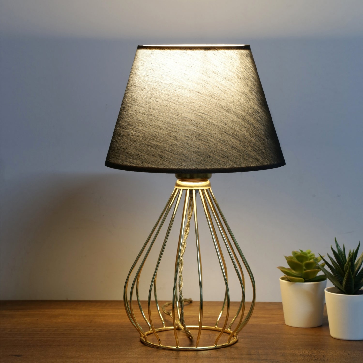 Vince Gold Body Black Shade Table Lamp | ByLamp