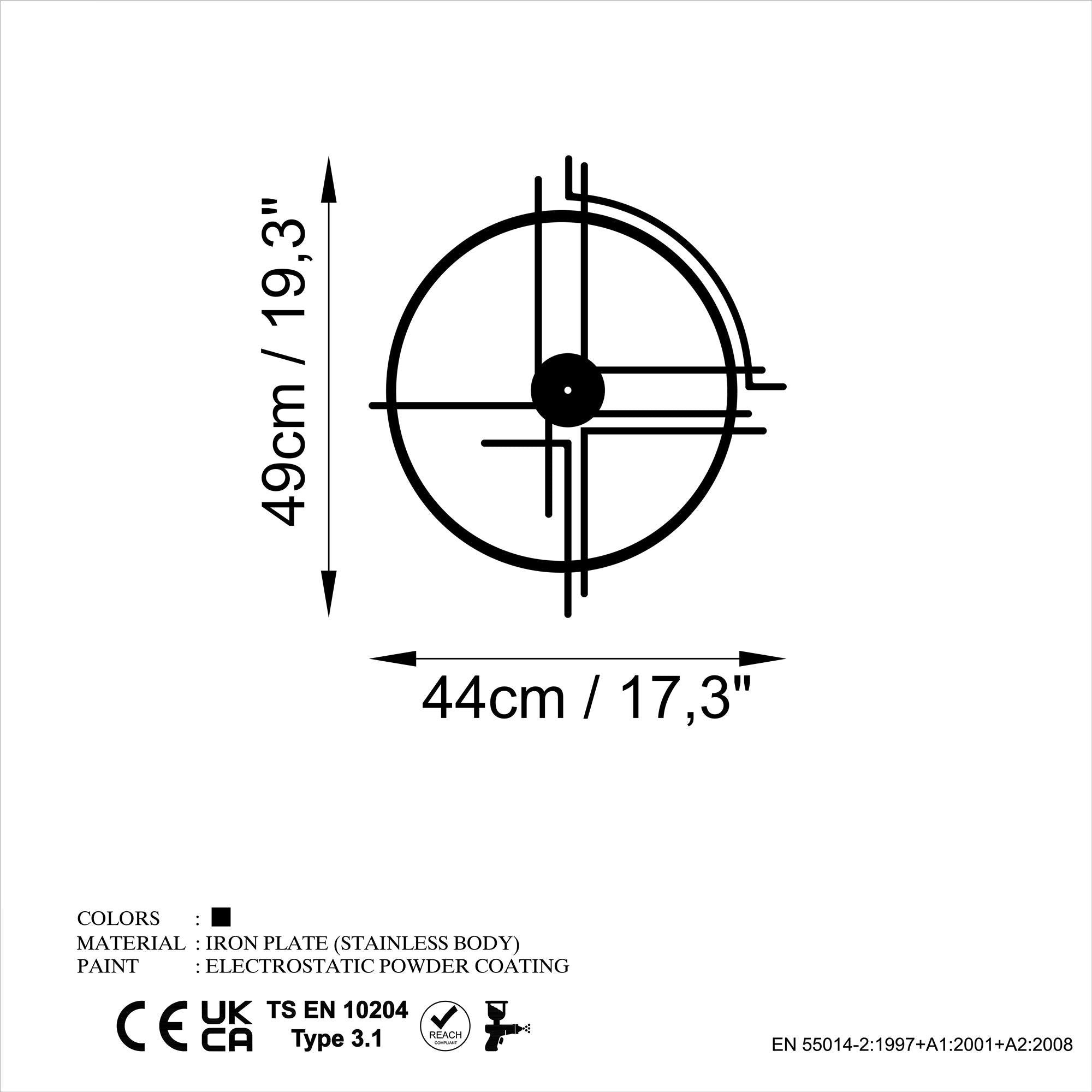 WATCH-063 Dekoratif Metal Duvar Saati | ByLamp