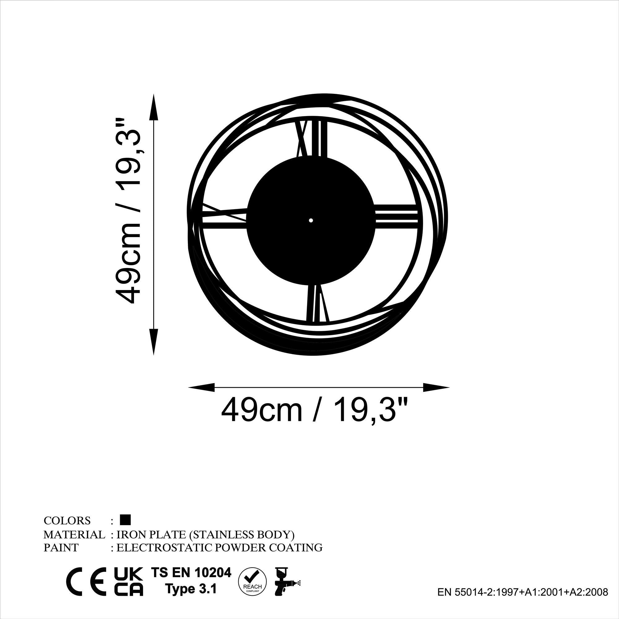 WATCH-074 Dekoratif Metal Duvar Saati | ByLamp