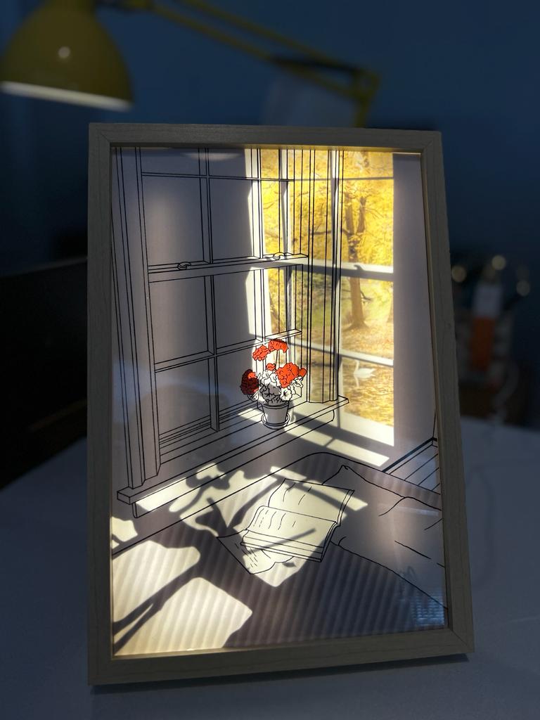 Yatak Odası Çizimli Güneş Işığı Gölgeli LED Tablo