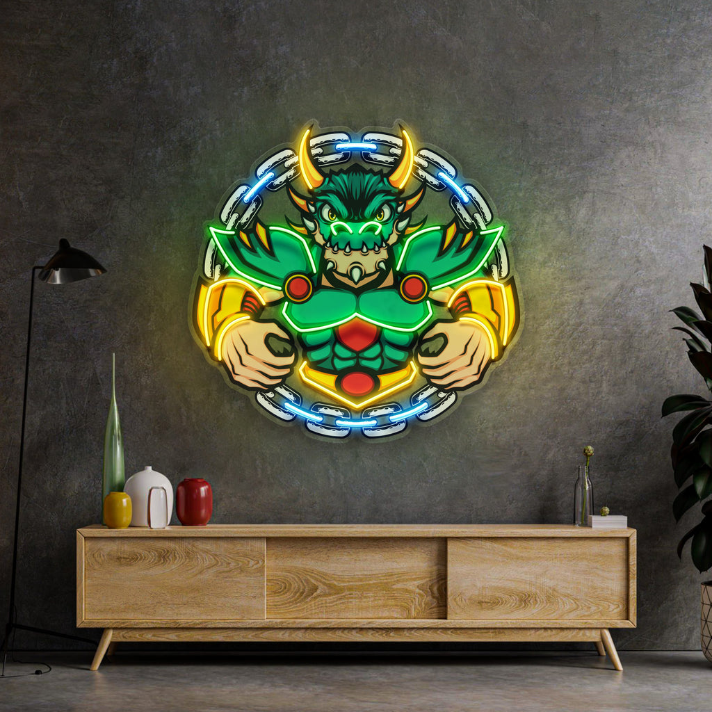 Yeşil Ejderha Maskot Neon Lamba | ByLamp