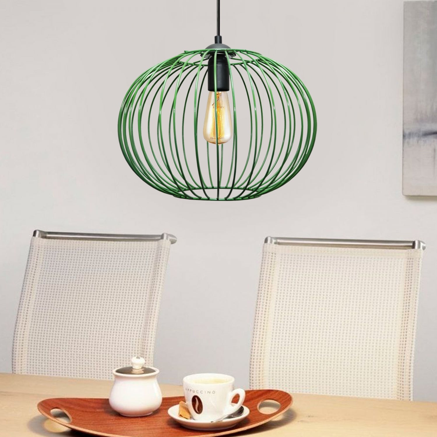 Green Round Metal Wire Pendant Lighting | ByLamp