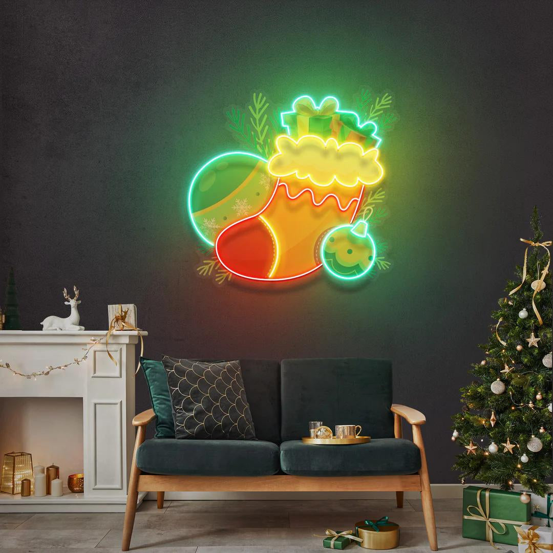 Christmas Stockings and Decorations Led Neon Sign