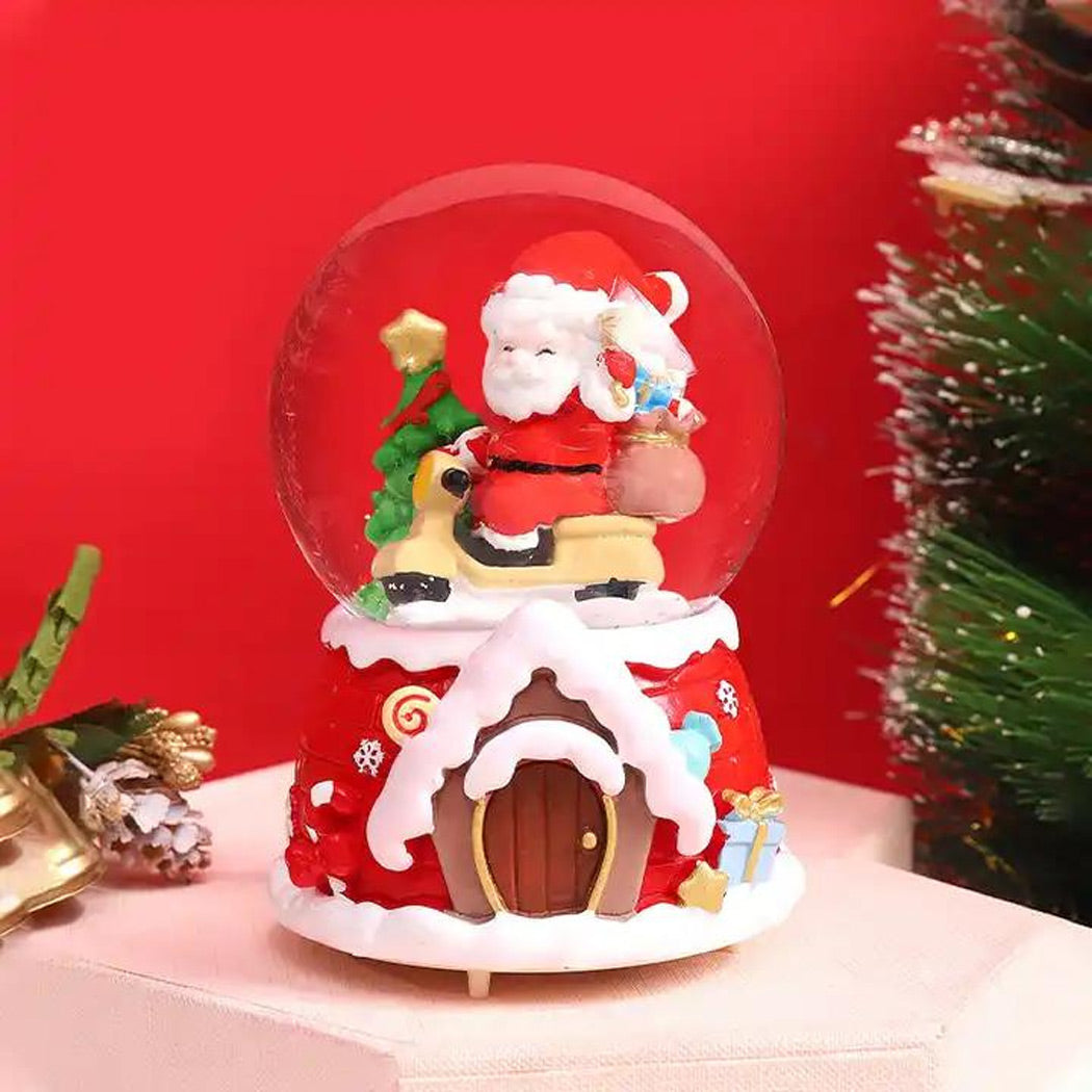 Christmas Gift Motorcycle Riding Santa Claus Snow Globe with Lights and Music