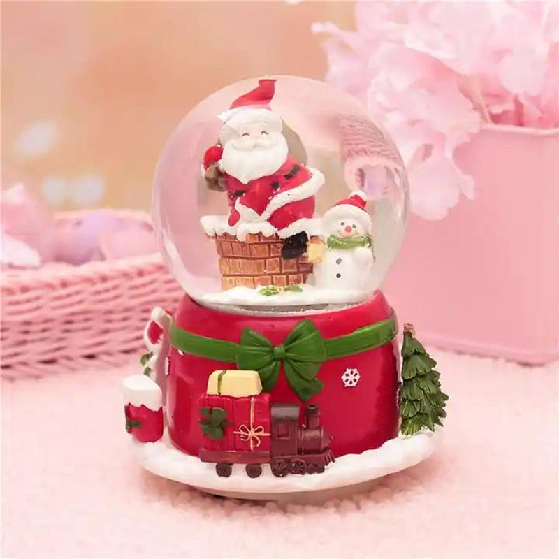 Christmas Gift Santa Claus Chimney and Snowman Figured Lighted and Musical Snow Globe