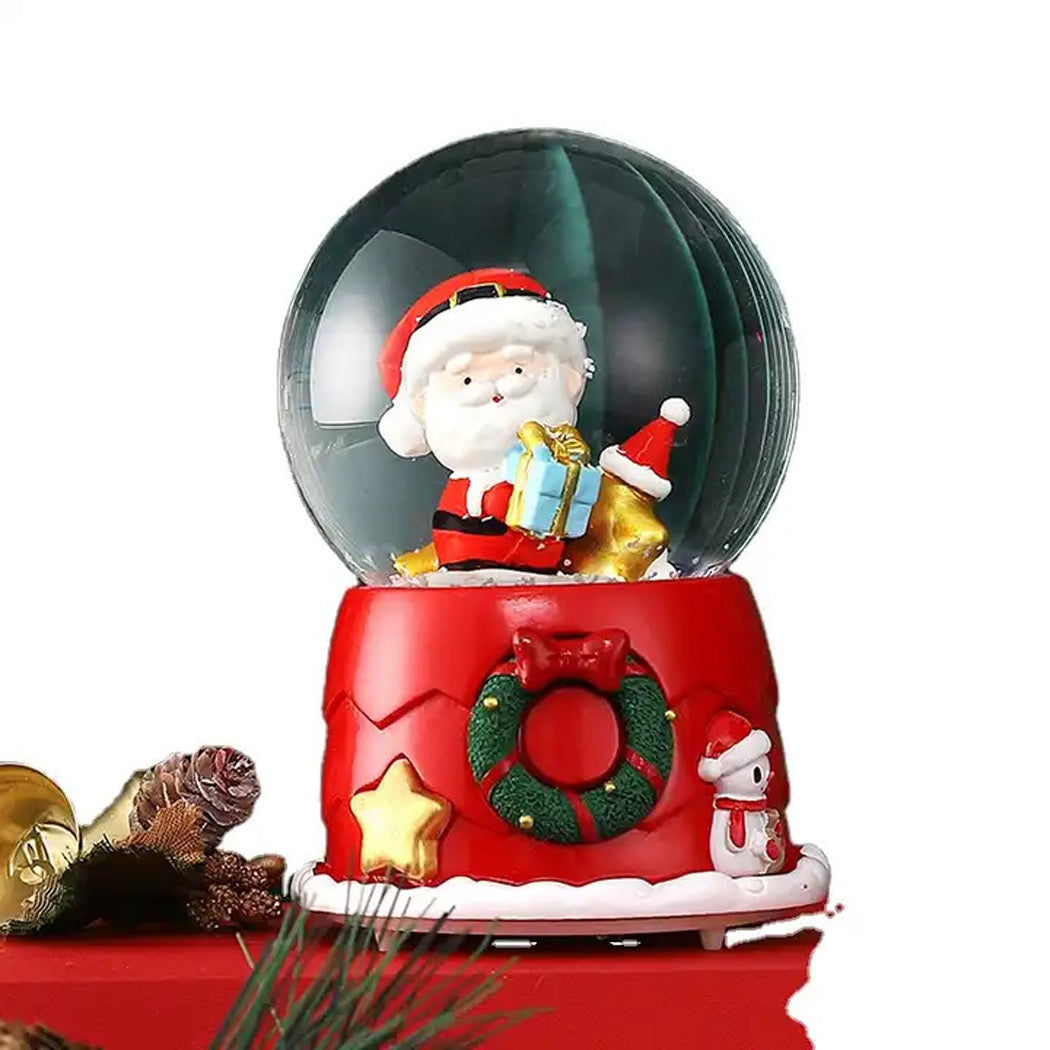 Christmas Gift Santa Claus and Gift Box Snow Globe with Lights and Music