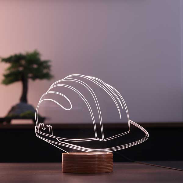 3-D hard hat LED table lamp