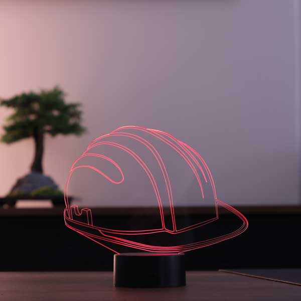 3-D hard hat LED table lamp