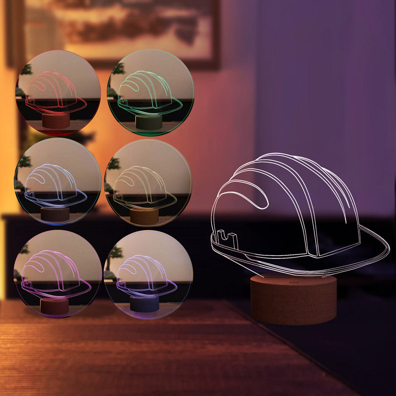 3-D hard hat LED table lamp