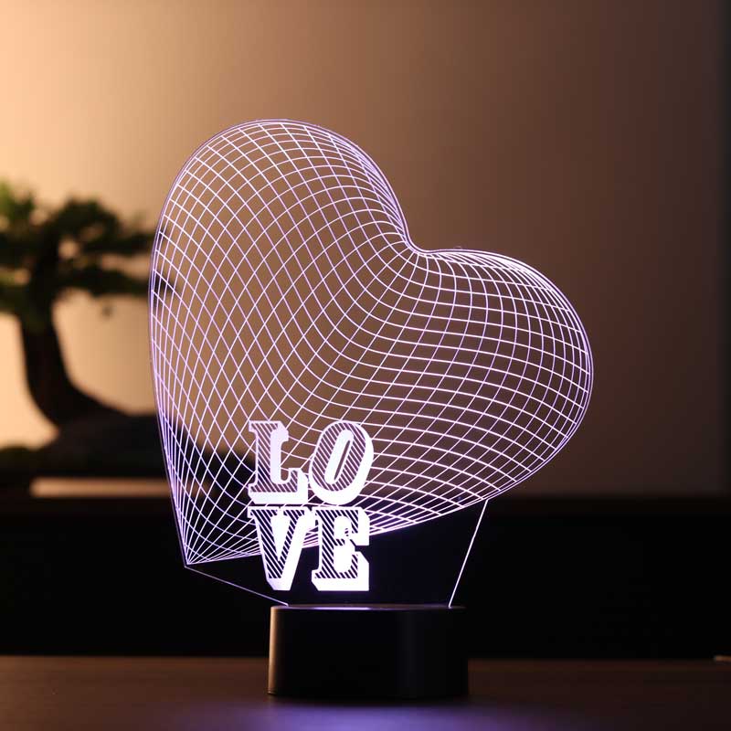 3-D great heart LED night light