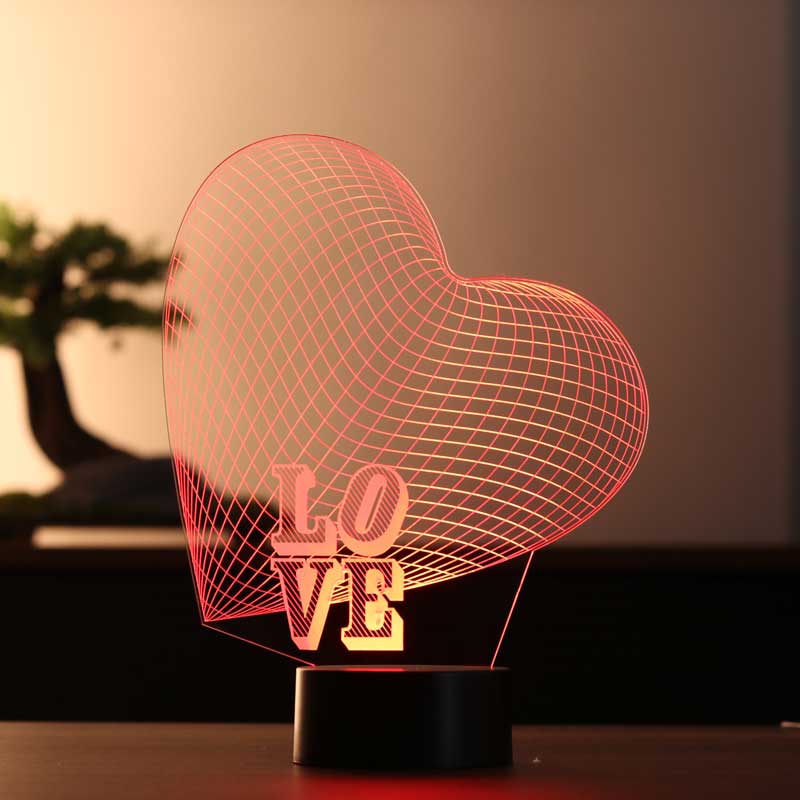 3-D great heart LED night light