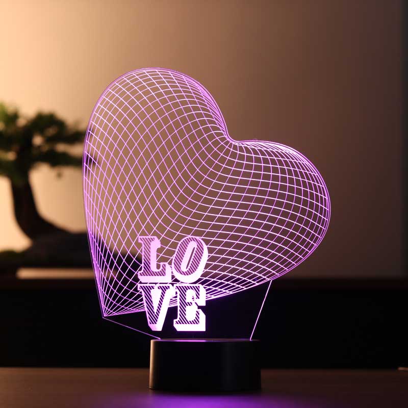 3-D great heart LED night light