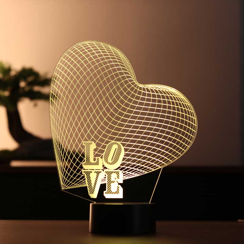 3-D great heart LED night light