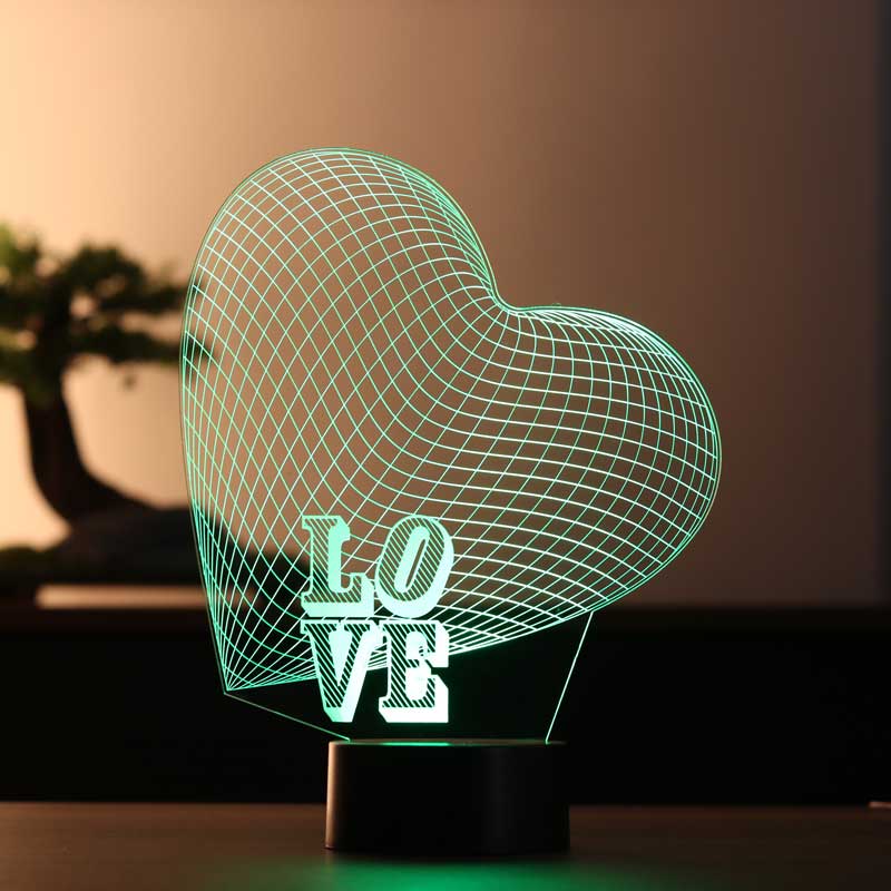 3-D great heart LED night light