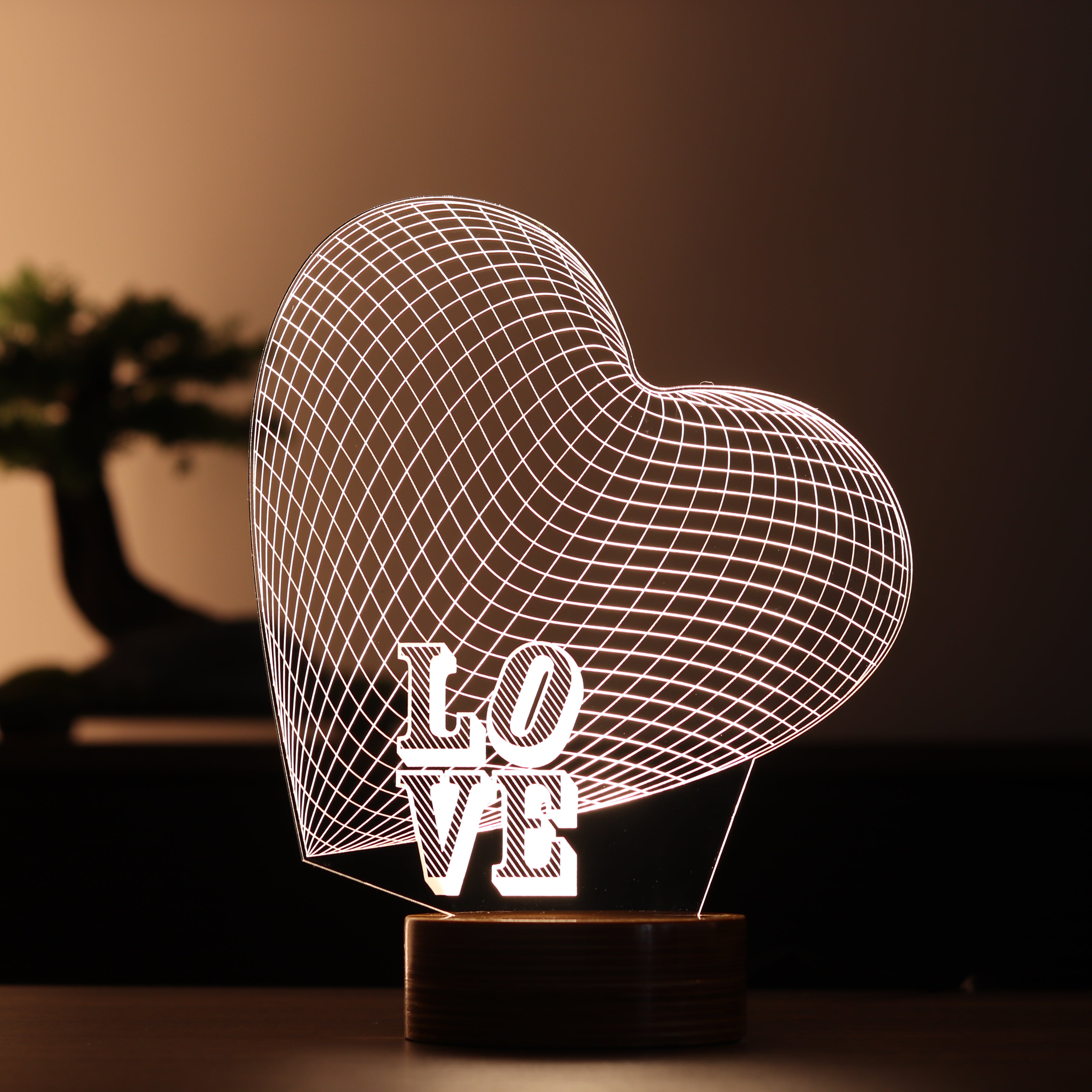 3-D great heart LED night light