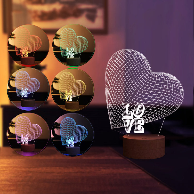 3-D great heart LED night light