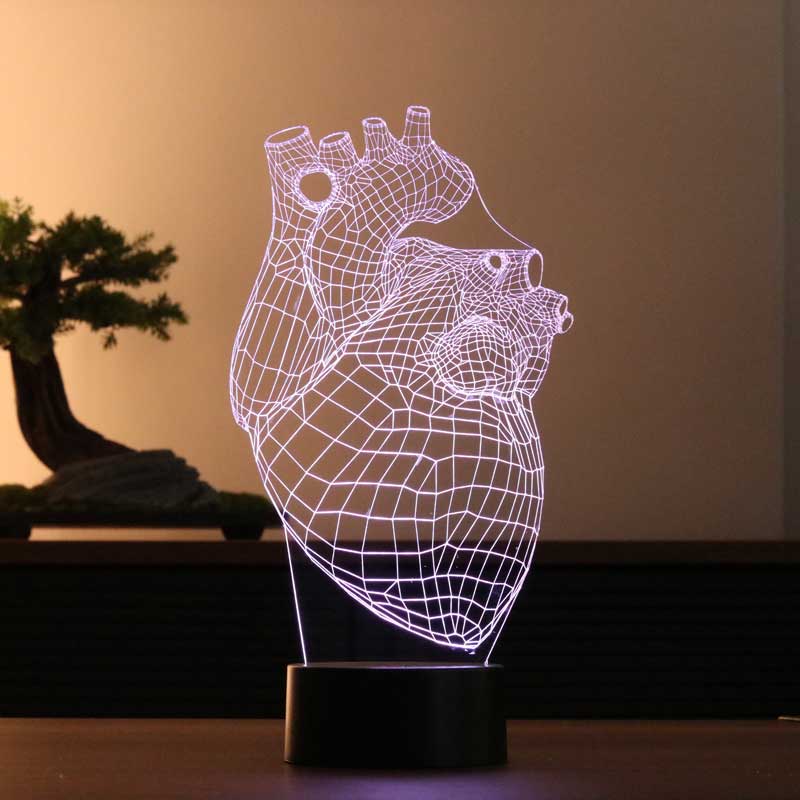 Lámpara de mesa led corazón en vivo 3D