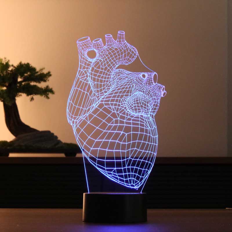 3D القلب الحية بقيادة مصباح الجدول