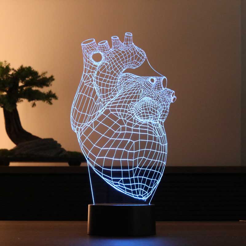 Lámpara de mesa led corazón en vivo 3D