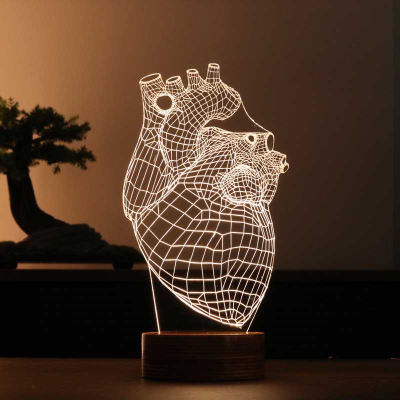 Canlı Kalp Figürlü Dekoratif Hediye Led Masa Lambası | BYLAMP