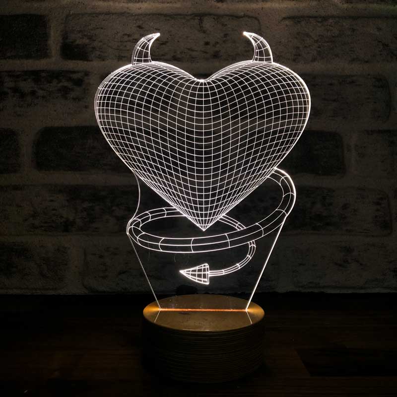 3D Devil Love LED Night Light