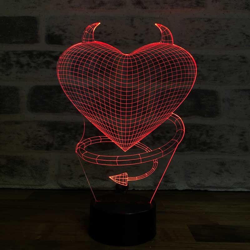 3D Devil Love LED Night Light