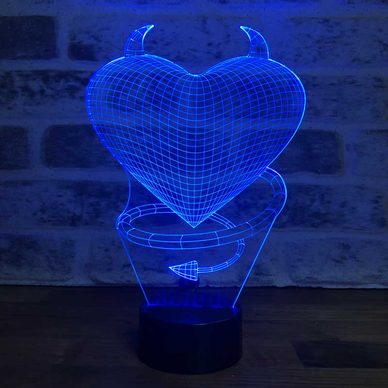 3D Devil Love LED Night Light