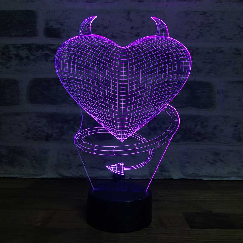 3D Devil Love LED Night Light