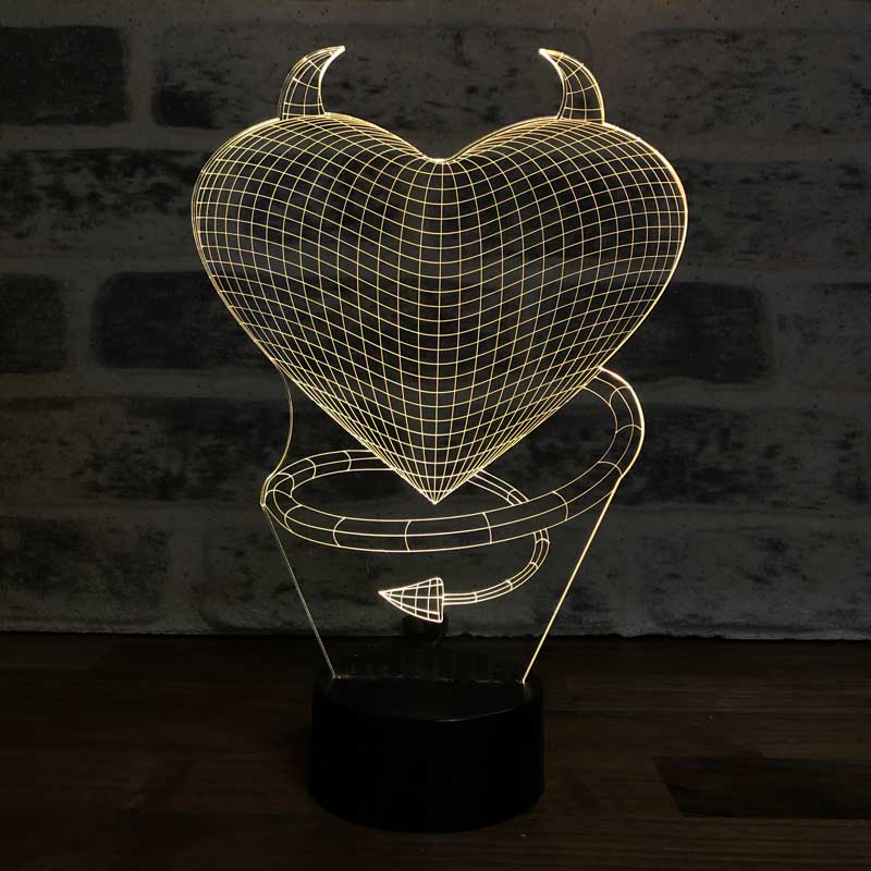 3D Devil Love LED Night Light