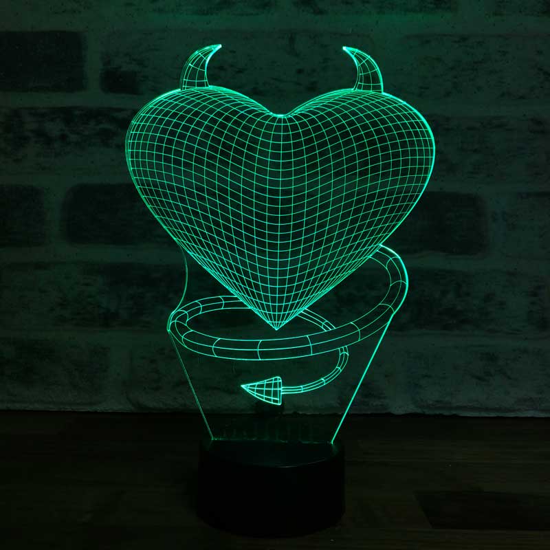 3D Devil Love LED Night Light