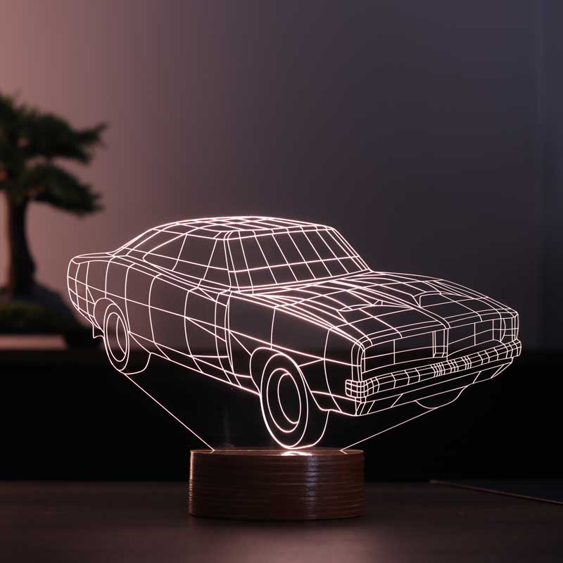 3D Dodge Charger 1968 LED Night Light