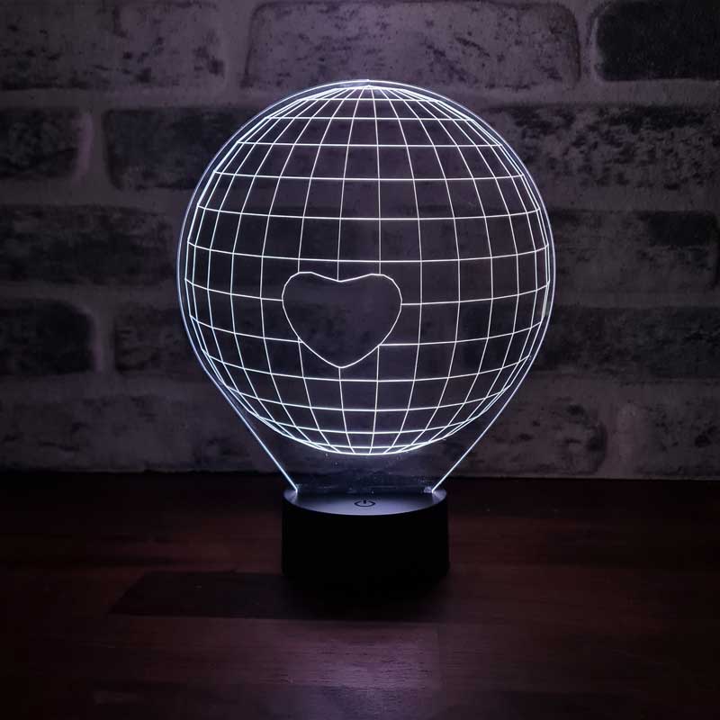 3D World Single Heart Gift Lamp