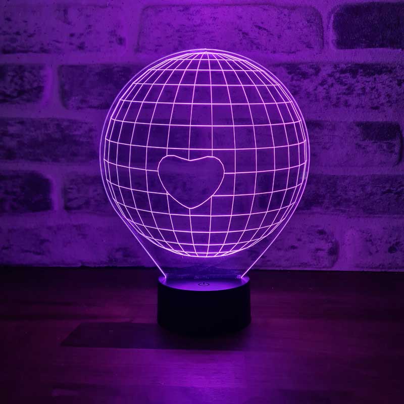 3D World Single Heart Gift Lamp