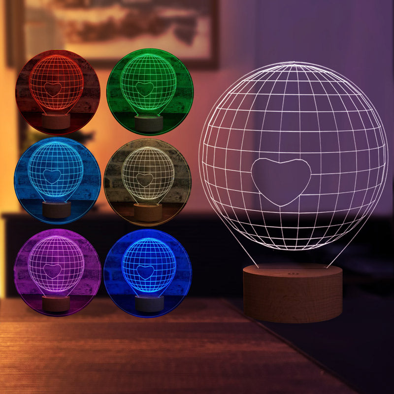 3D World Single Heart Gift Lamp