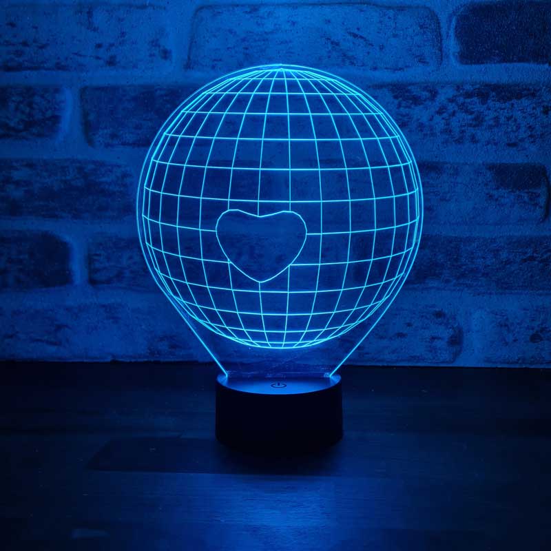 Lámpara de regalo de un solo corazón del mundo 3D