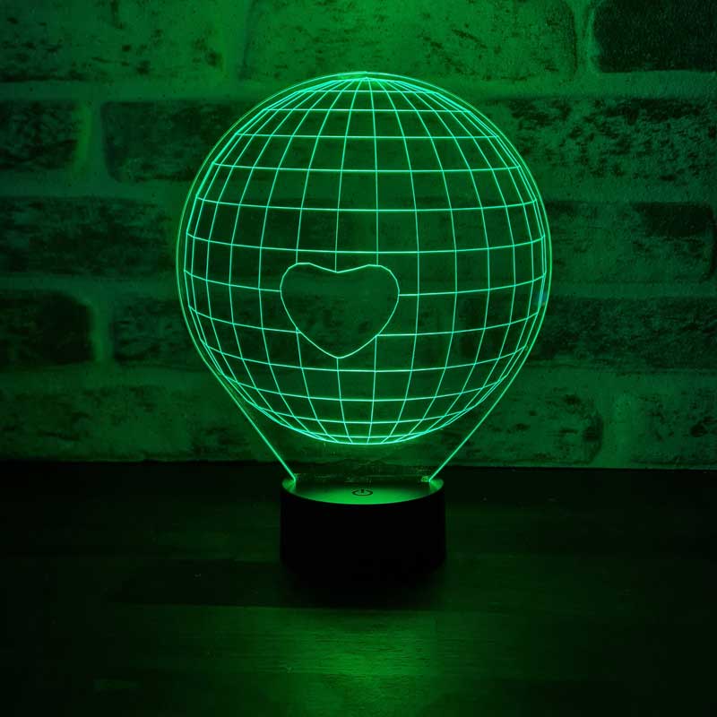 3D World Single Heart Gift Lamp