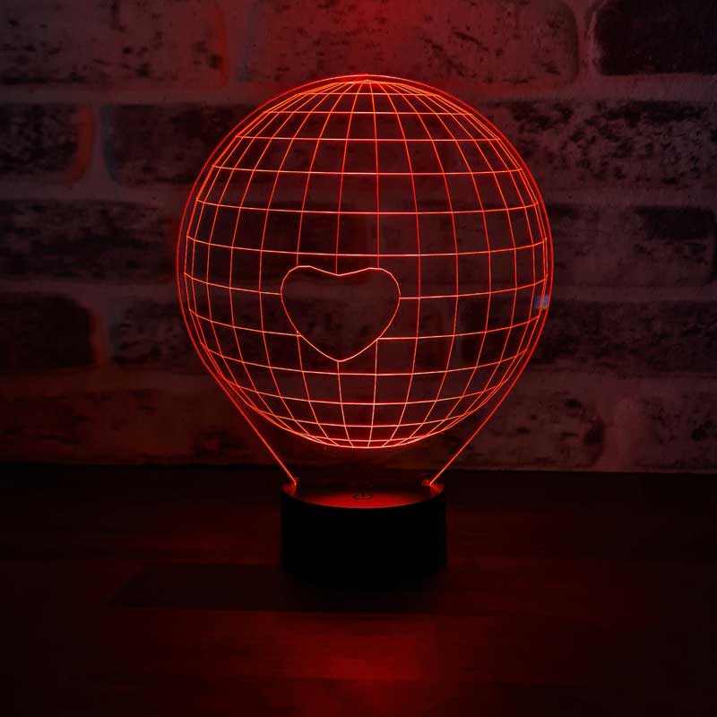 3D World Single Heart Gift Lamp