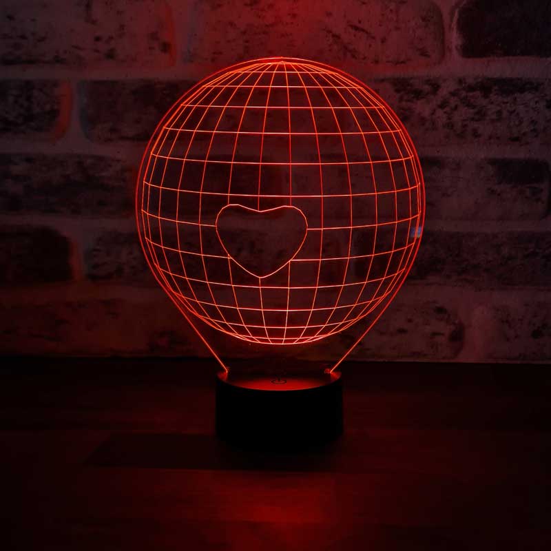 Lámpara de regalo de un solo corazón del mundo 3D