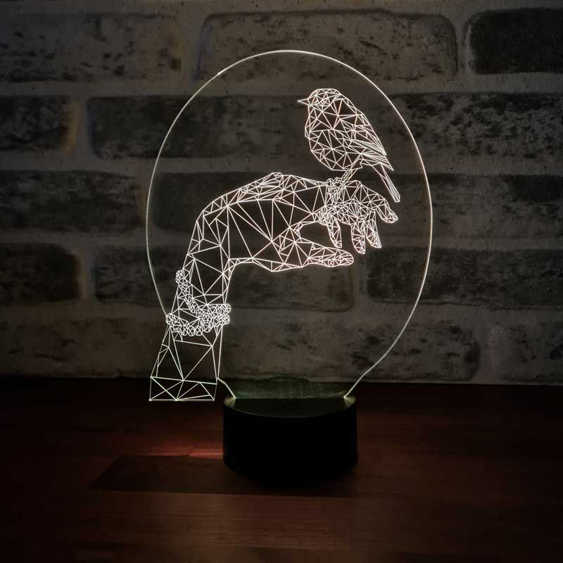 3D Hand & Bird LED Lamp